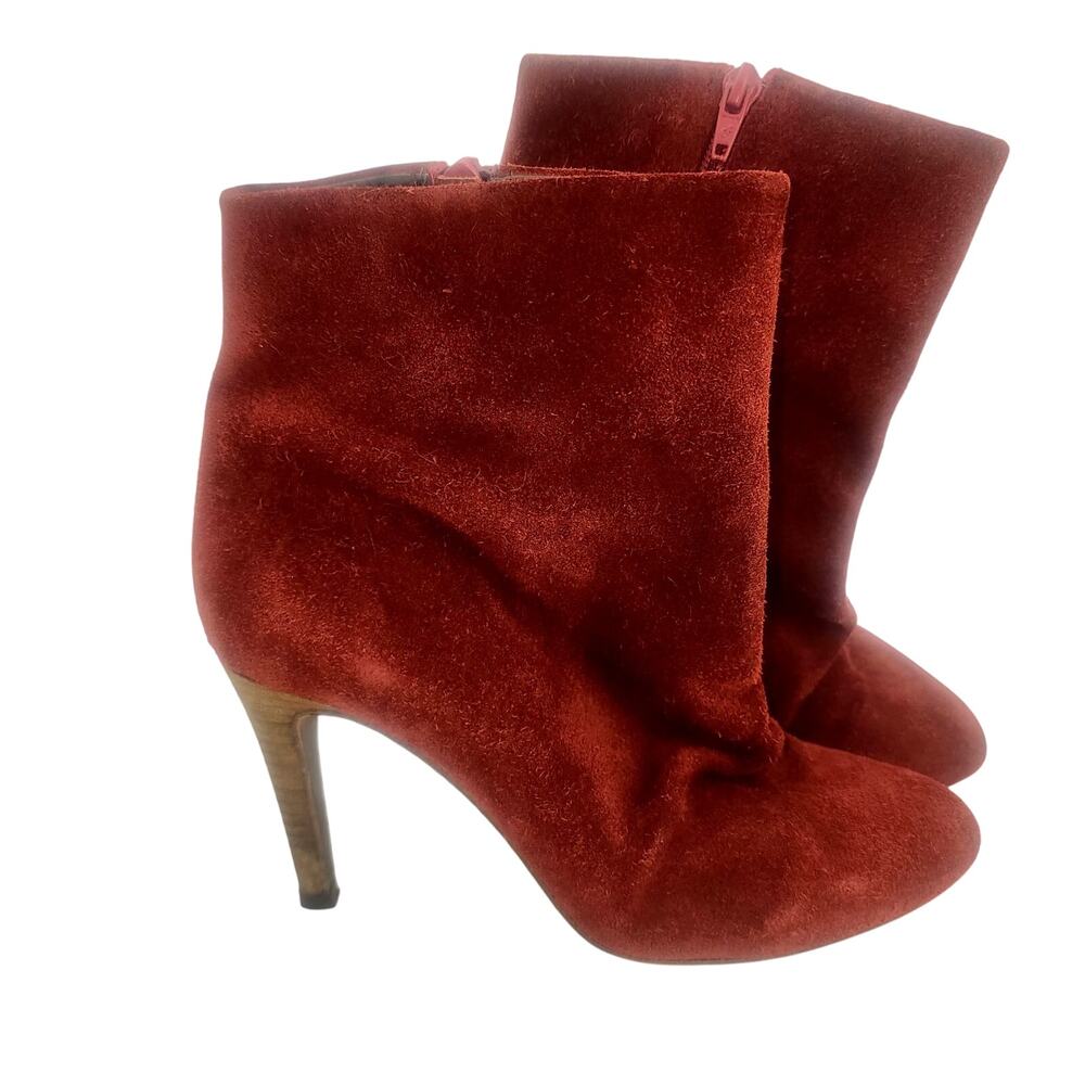 Free People Fairfax Heel Suede Zip  Boot Womens 8.5/39 Rust Red corpcore office